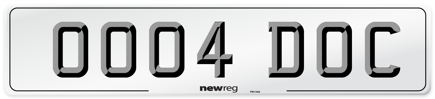 OO04 DOC Number Plate from New Reg